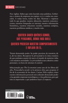privacidad es poder: datos, vigilancia y libertad en la era digital-carissa veliz-9788418056680