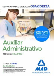 auxiliar administrativo de osakidetza - servicio vasco de salud temario volumen 1-9788414215210