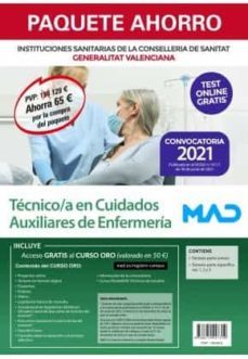 paquete ahorro tecnico/a en cuidados auxiliares de enfermeria con selleria de sanitat generalitat valenciana                       incluye temario comun; temario especifico 1, 2 y 3; y acceso     curso-9788414247310