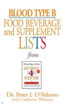 blood type b: food bevereage and suplement lists-peter j. d adamo-9780425183120