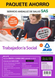 paquete ahorro y test online gratis trabajador/a social del servicio andaluz de salud. (incluye temario comun: temario       especifico volumenes 1, 2 y 3; 2900 test online gratis y acceso a curs-rocio clavijo gamero-9788414238820