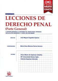 lecciones de derecho penal: parte general 2ª edicion 2015-jose miguel zugaldia espinar-9788490867020