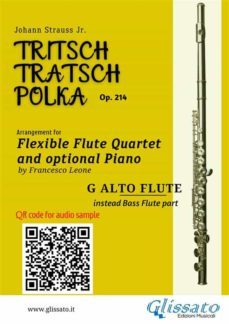 g alto flute(instead bass flute) part of "tritsch-tratsch-polka" flute quartet sheet music (ebook)-9791222001630