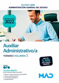 auxiliar administrativo/a (acceso libre) administracion general del estado. temario volumen 3-9788414258040