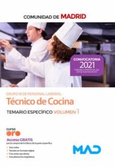 tecnico de cocina de la comunidad de madrid (estabilizacion). temario especifico volumen 1-9788414251850