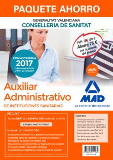 auxiliar administrativo de instituciones sanitarias de la conselleria de sanitat de la generalitat valenciana (pack)-9788414211960