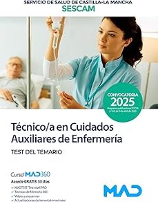 tecnico/a en cuidados auxiliares de enfermeria. test del temario 2025. servicio de salud de castilla-la mancha (sescam)-9788414294970