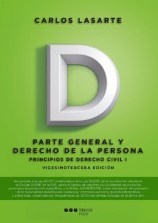 principios de derecho civil tomo i: parte general y derecho de la persona (23ª ed)-carlos lasarte alvarez-9788491232780