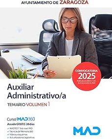 auxiliar administrativo/a del ayuntamiento de zaragoza. temario de zaragoza. temario volumen 1-9791370282790