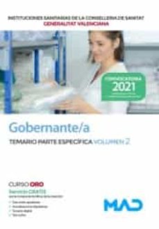 Portada de GOBERNANTE/A DE LAS INSTITUCIONES SANITARIAS DE LA CONSELLERIA DE SANITAT DE LA GENERALITAT VALENCIANA. TEMARIO PARTE ESPECIFICA