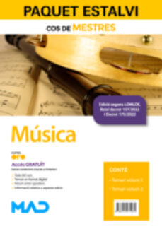 Portada de PAQUET ESTALVI COS DE MESTRES MUSICA GENERALITAT DE CATALUÑA. (INCLOU TEMARI VOLUM 1 I 2, I ACCES GRATUIT AL CURS OR)