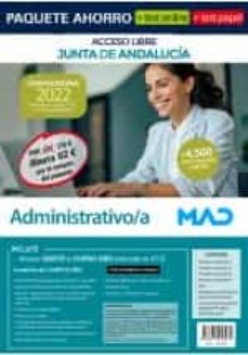 Portada de PAQUETE AHORRO + TEST PAPEL Y ONLINE ADMINISTRATIVO/A DE LA JUNTA DE ANDALUCIA (TURNO LIBRE)